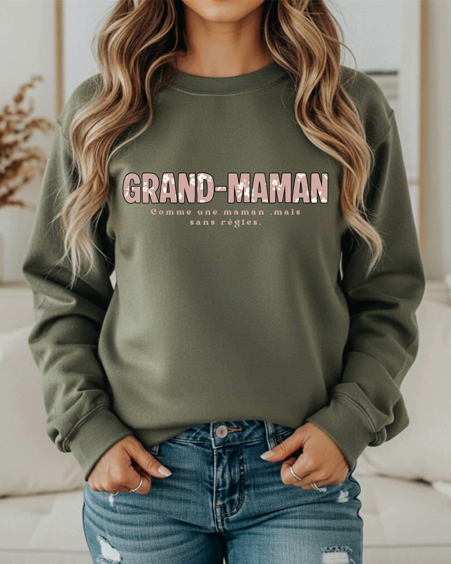Crewneck-Grand-maman Floral rose